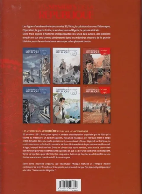 Verso de l'album Les Mystères de la Cinquième République Tome 2 Octobre noir