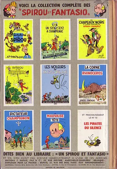 Verso de l'album Spirou et Fantasio Tome 9 Le repaire de la murène