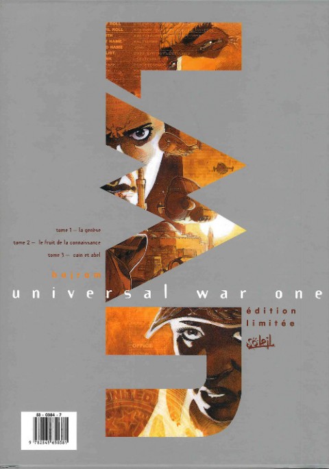 Verso de l'album Universal War One Tomes 1 à 3 Édition limitée