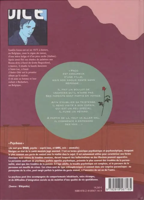 Verso de l'album L'Autre Côté histoire d'une psychose