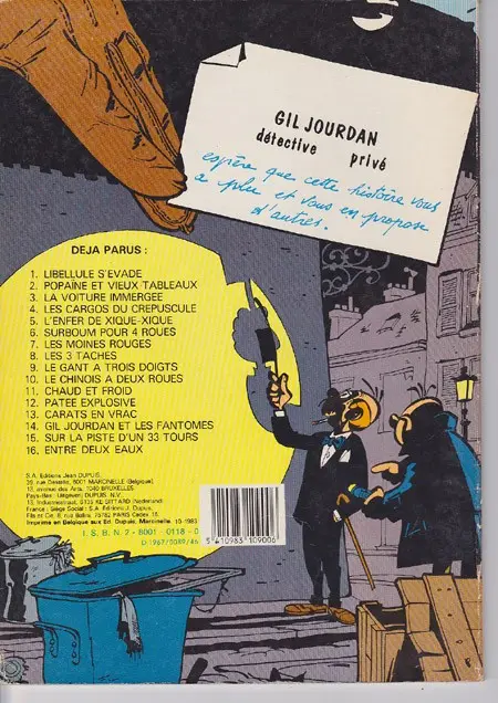 Verso de l'album Gil Jourdan Tome 3 La voiture immergée