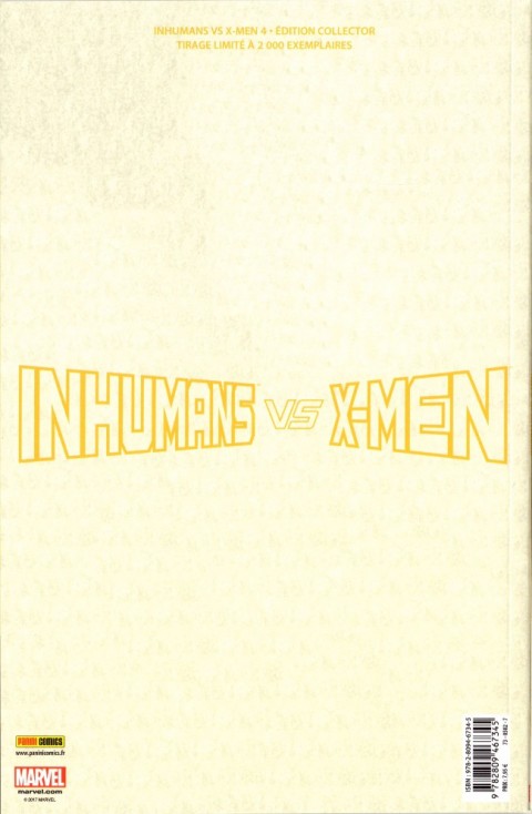 Verso de l'album Inhumans vs X-Men Chapitre 4