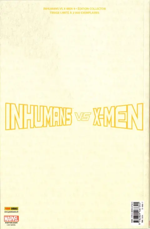 Verso de l'album Inhumans vs X-Men Chapitre 4