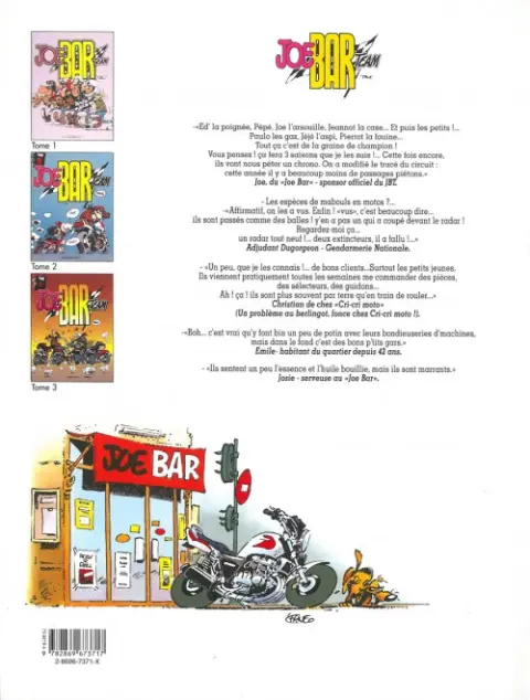 Verso de l'album Joe Bar Team Tome 3