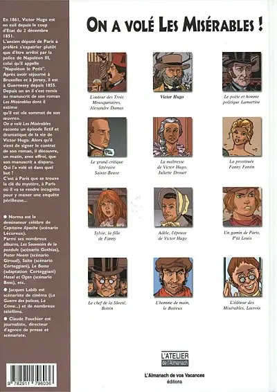 Verso de l'album Les aventures imaginaires de Victor Hugo Tome 1 On a volé Les Misérables !