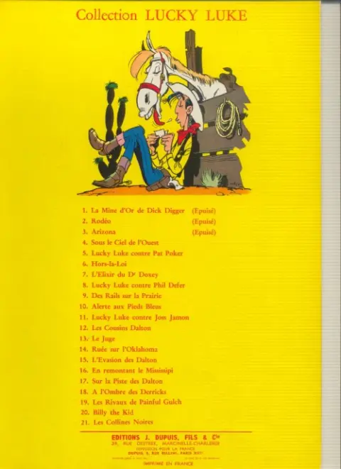 Verso de l'album Lucky Luke Tome 9 Des rails sur la prairie