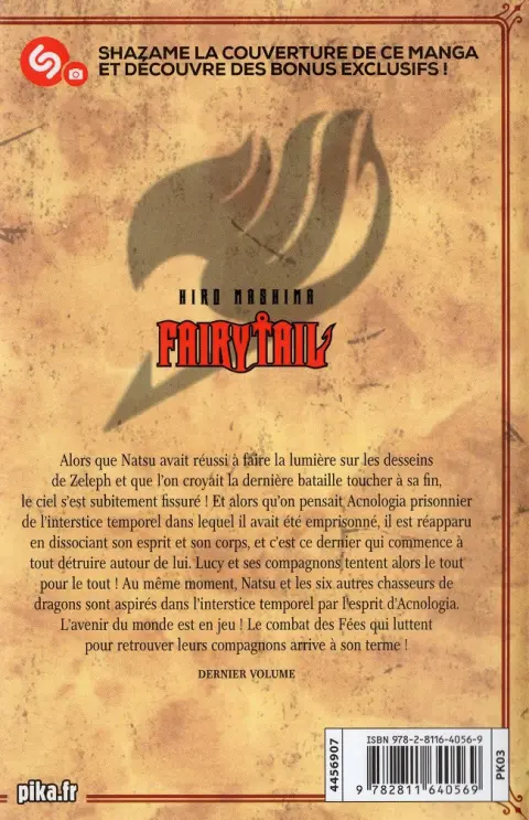 Verso de l'album Fairy Tail 63