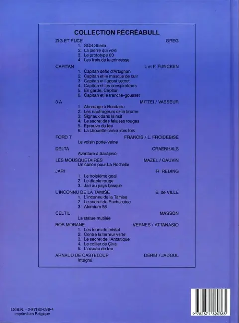 Verso de l'album Bob Morane Tome 3 Bob Morane et les tours de cristal