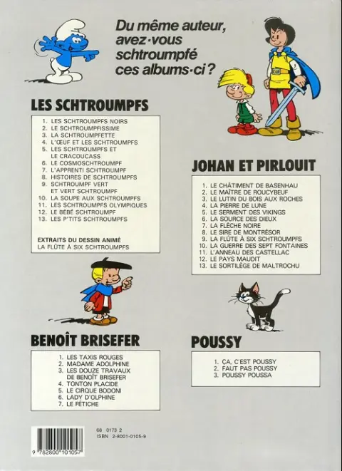 Verso de l'album Johan et Pirlouit Tome 11 L'anneau des Castellac