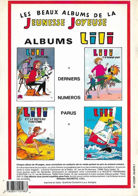 Verso de l'album Aggie N° 27 Aggie et l'opération survie