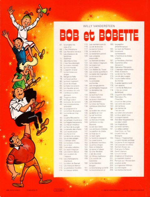 Verso de l'album Bob et Bobette Tome 187 Le pigeon éploré
