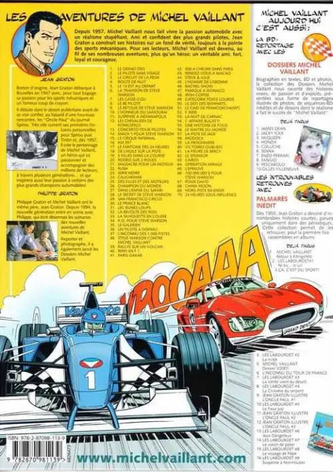 Verso de l'album Michel Vaillant Tome 38 Steve Warson contre Michel Vaillant