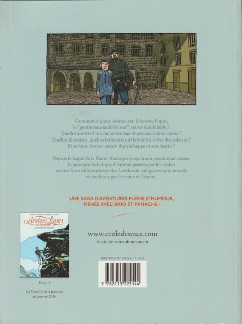Verso de l'album Arsène Lupin - Les origines Tome 1 Les Disparus