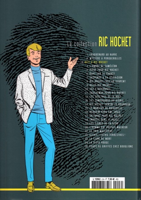 Verso de l'album Ric Hochet La collection Tome 3 Défi à Ric Hochet