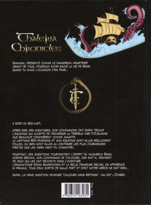 Verso de l'album Thaléria Chronicles Tome 2 Le masque tombe