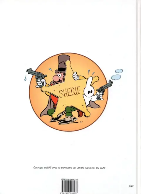 Verso de l'album Arthur le fantôme justicier Toth Arthur et le père Passe-Passe, magicien diplômé, au Texas