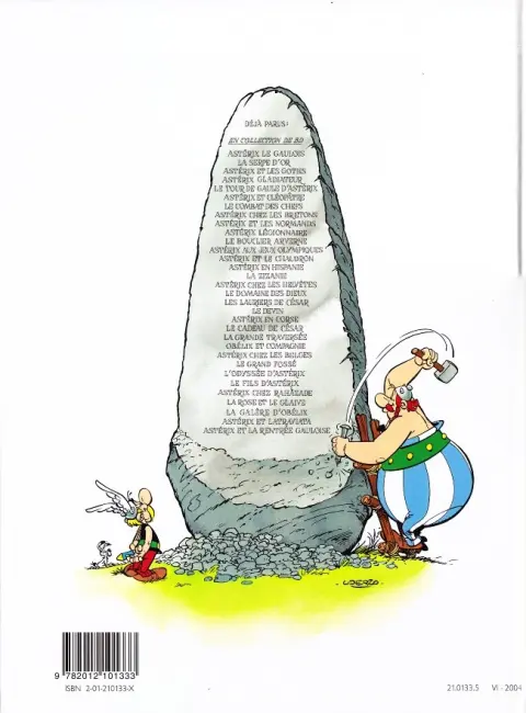 Verso de l'album Astérix Tome 1 Astérix le Gaulois