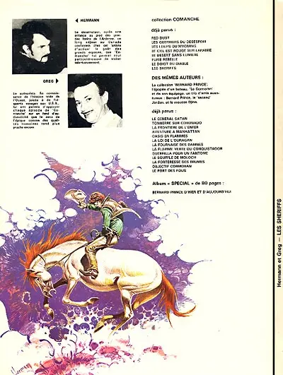 Verso de l'album Comanche Tome 8 Les shériffs