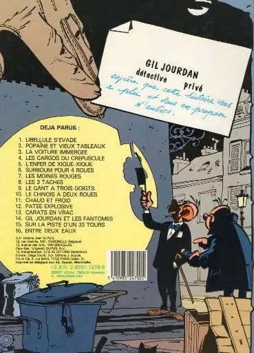 Verso de l'album Gil Jourdan Tome 3 La voiture immergée