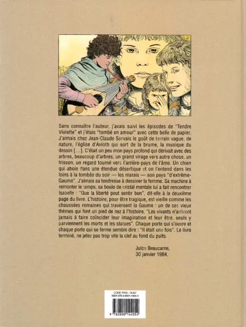 Verso de l'album Isabelle
