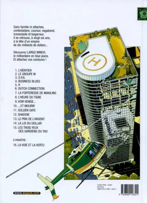 Verso de l'album Largo Winch Tome 2 Le groupe W