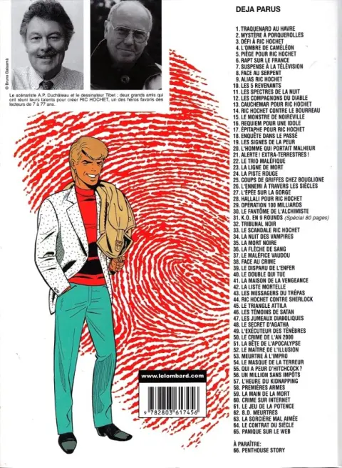 Verso de l'album Ric Hochet Tome 65 Panique sur le web