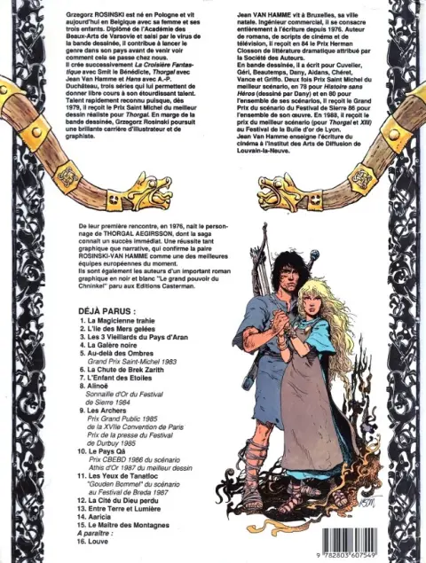 Verso de l'album Thorgal Tome 15 Le maître des montagnes