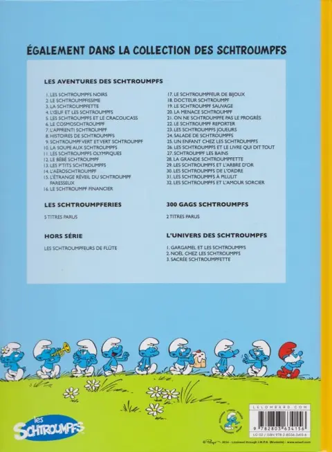 Verso de l'album Les Schtroumpfs Tome 32 Les Schtroumpfs et l'Amour Sorcier