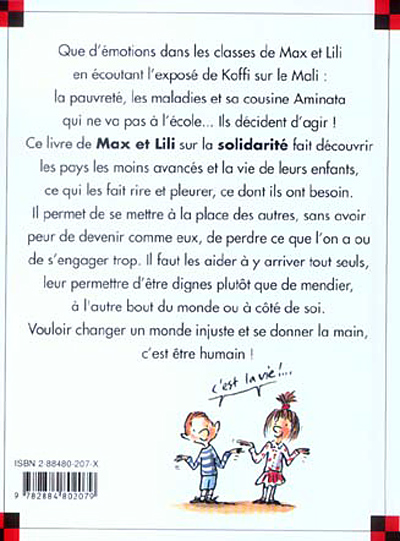 Verso de l'album Ainsi va la vie Tome 74 Max et Lili aident les enfants du monde