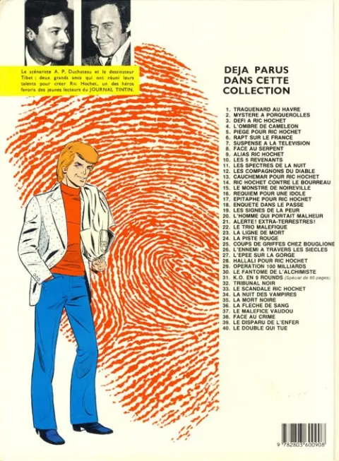 Verso de l'album Ric Hochet Tome 20 L'homme qui portait malheur