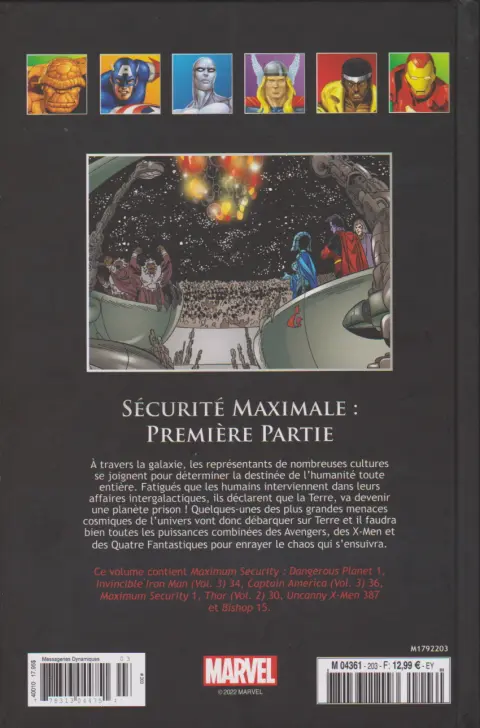 Verso de l'album Marvel Comics - La collection de référence Tome 203 Sécurité Maximale : Première Partie