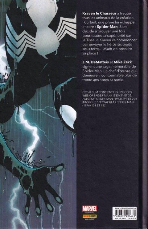 Verso de l'album Best of Marvel 1 Spider-Man : La dernière chasse de Kraven