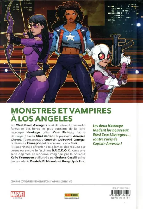 Verso de l'album West coast Avengers Les meilleurs de l'Ouest