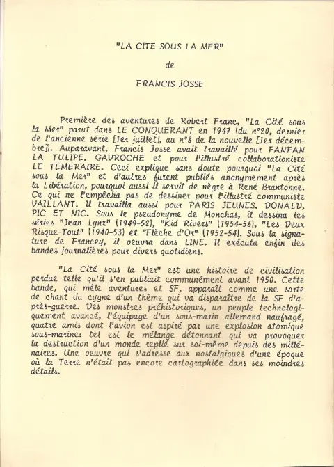 Verso de l'album La Cité sous la mer