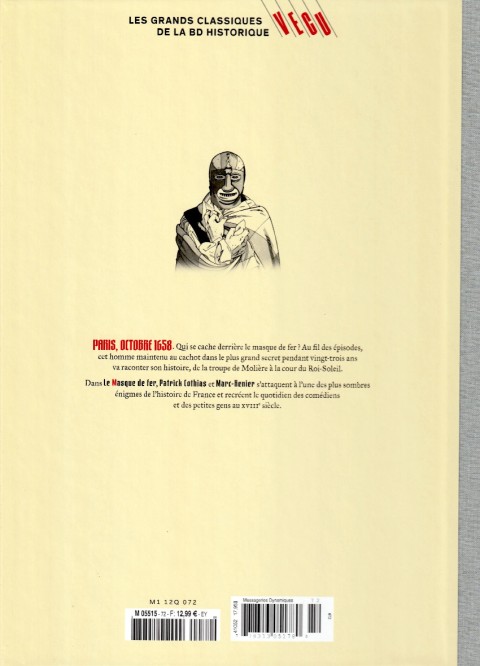 Verso de l'album Les grands Classiques de la BD Historique Vécu - La Collection Tome 73 Le masque de fer - Tome I : Le Temps des comédiens