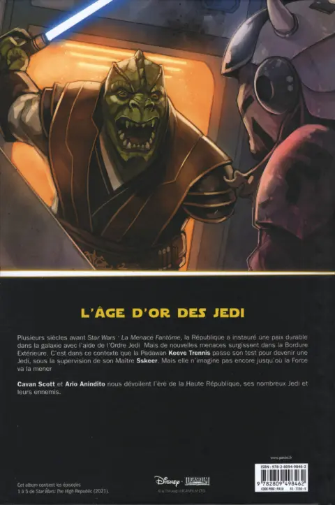 Verso de l'album Star Wars - La Haute République Phase I Il n'y a pas de peur