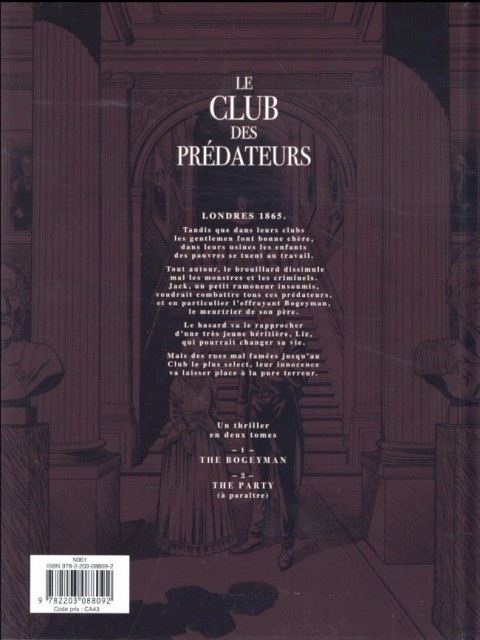 Verso de l'album Le Club des prédateurs Tome 1 The Bogeyman