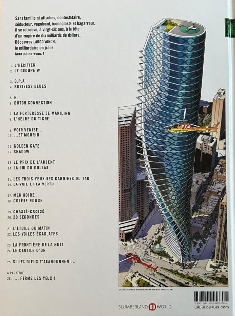 Verso de l'album Largo Winch Tome 25 Si les dieux t'abandonnent...