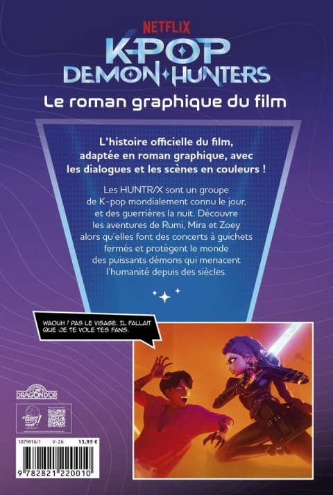 Verso de l'album K-Pop Demon Hunters Le roman graphique du film