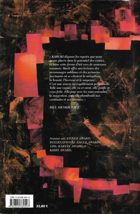 Verso de l'album Kabuki Tome 1 Métamorphose