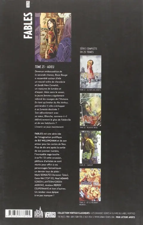 Verso de l'album Fables Tome 25 Adieu