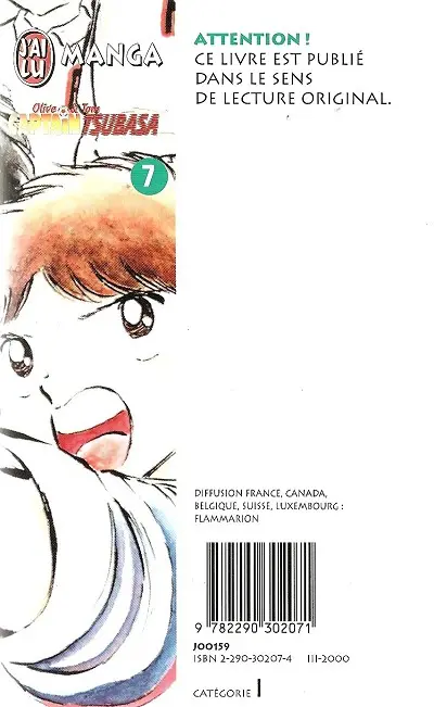 Verso de l'album Captain Tsubasa Tome 7 Coup d'envoi du face-à-face tant espéré