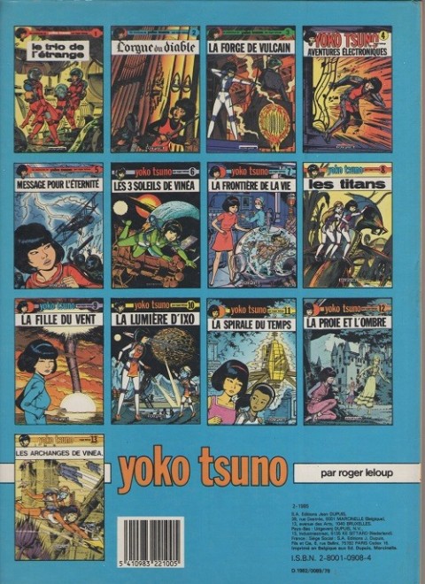 Verso de l'album Yoko Tsuno Tome 12 la proie et l'ombre