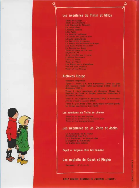 Verso de l'album Quick et Flupke - Gamins de Bruxelles 3e série Recueil 3
