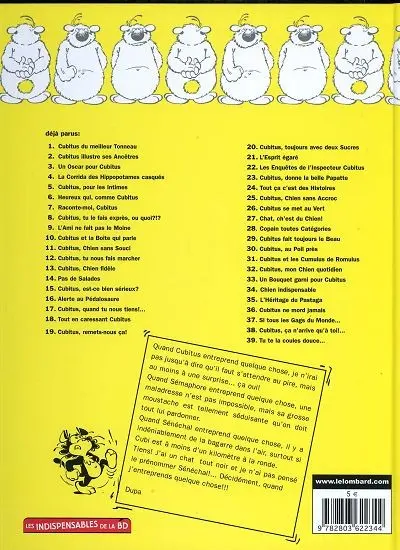 Verso de l'album Cubitus Tome 29 Cubitus fait toujours le beau