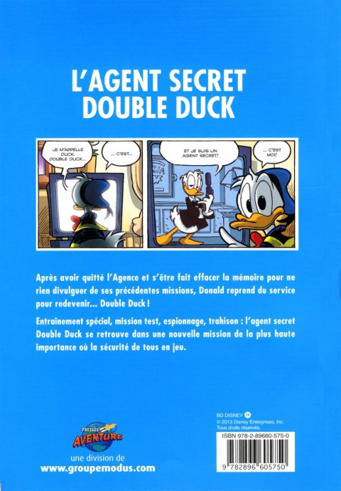 Verso de l'album BD Disney Tome 24 Donald - L'Agent secret Double Duck