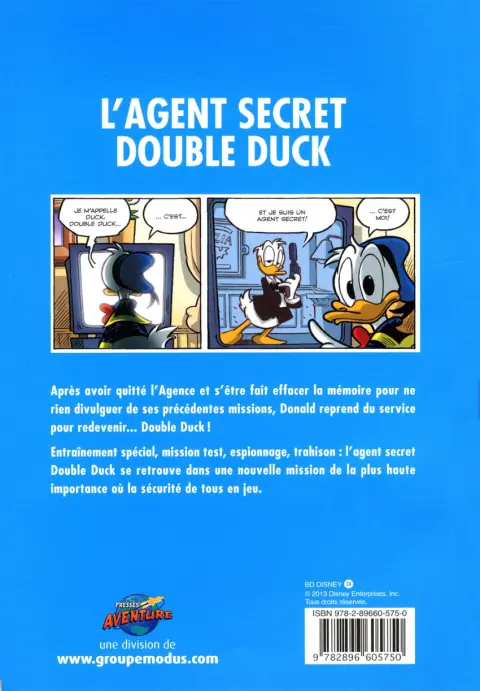 Verso de l'album BD Disney Tome 24 Donald - L'Agent secret Double Duck