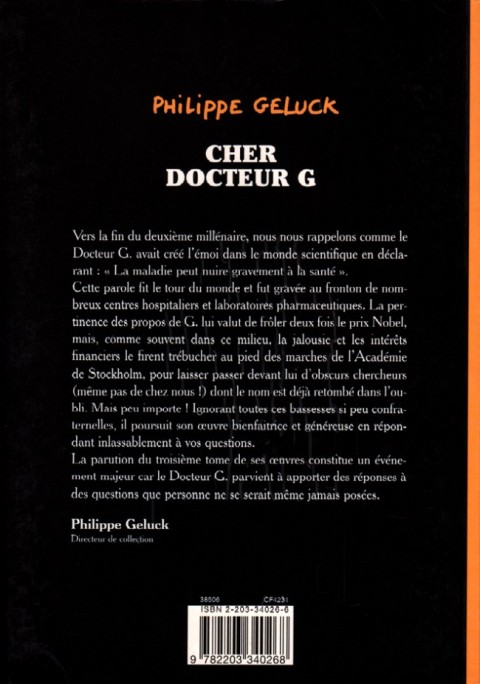 Verso de l'album Le Docteur G Tome 3 Cher Docteur G