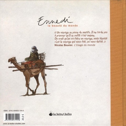 Verso de l'album Ennedi, la beauté du monde Carnet de route dans le désert tchadien