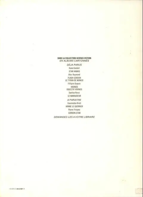 Verso de l'album Flash Gordon Dargaud Tome 2 Le Tyran de Mongo